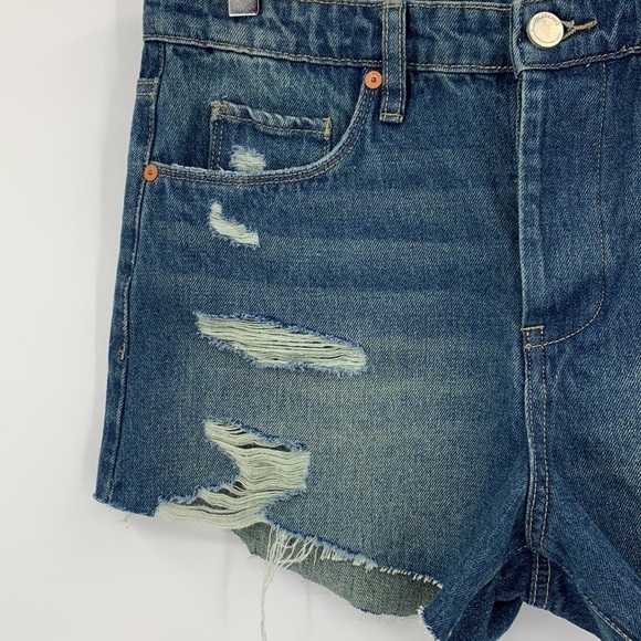 BlankNYC Barrow Vintage high-rise denim jean shorts cut-off distressed new 27 - Picture 3 of 5
